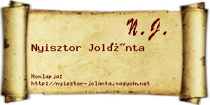 Nyisztor Jolánta névjegykártya